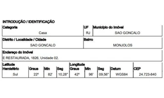 Imóvel 1939883 ['8444430554010'] - ['ESTRADA RESTAURADA,N. 1826  CS 02, MONJOLOS - CEP: 24723-840, SAO GONCALO - RIO DE JANEIRO'] ['Barracão'] - ['São Gonçalo']/['RJ'] - 1